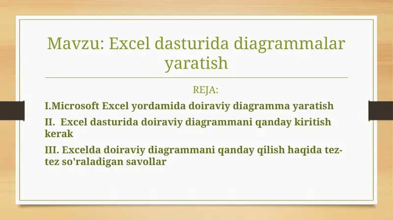Exceldasturi diagrammalarni yaratish 1