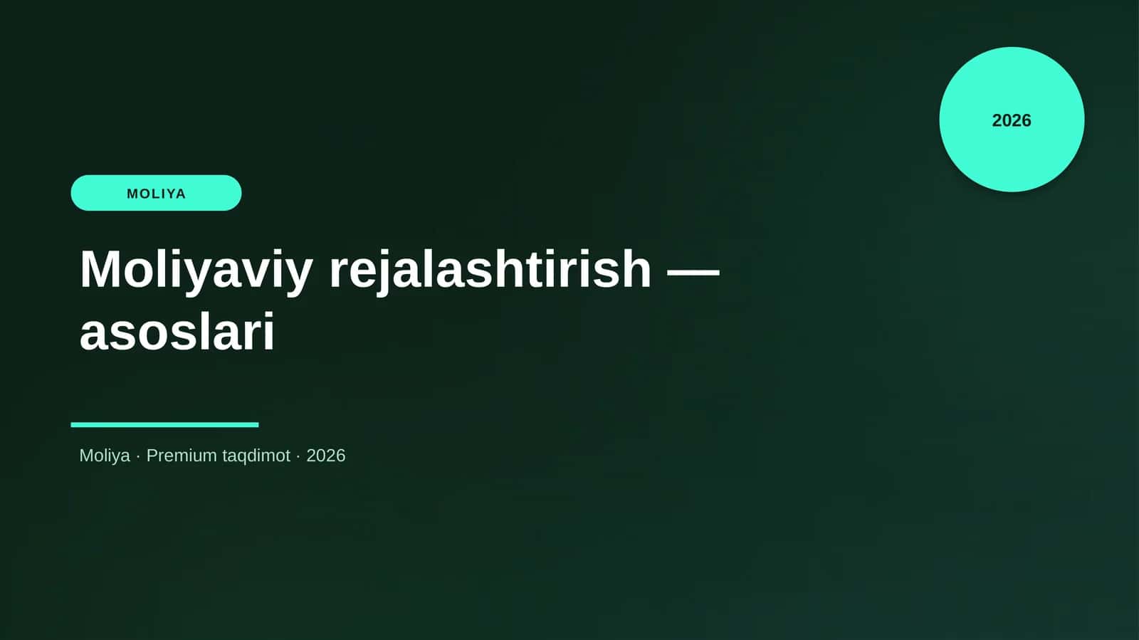 Moliyaviy rejalashtirish — asoslari 1
