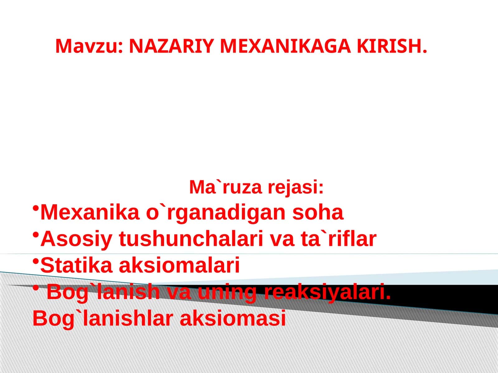 NAZARIY MEXANIKAGA KIRISH 1