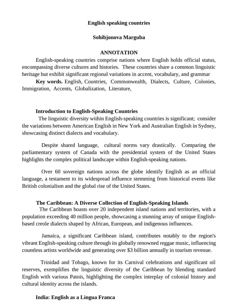 English speaking countries 1