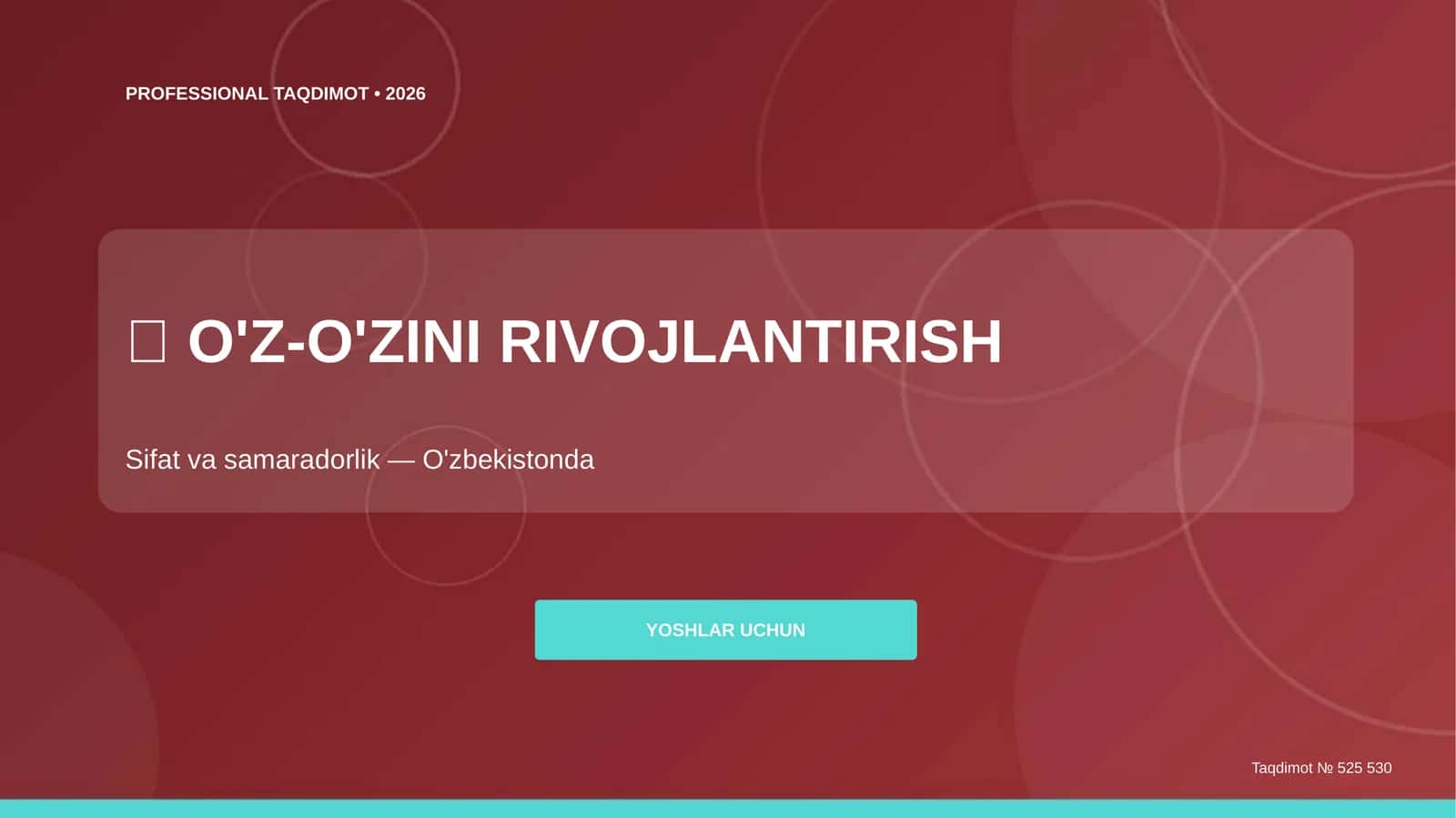 O'z-o'zini rivojlantirish: sifat va samaradorlik 1