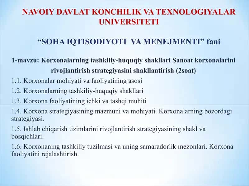 Korxonalarning tashkiliy-huquqiy asoslari 1