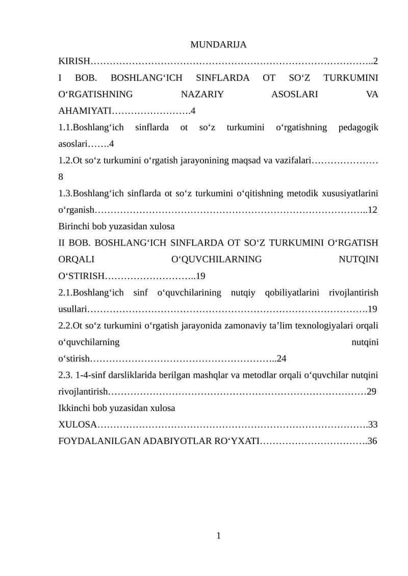 OT SO‘Z TURKUMINI O‘RGATISH 1