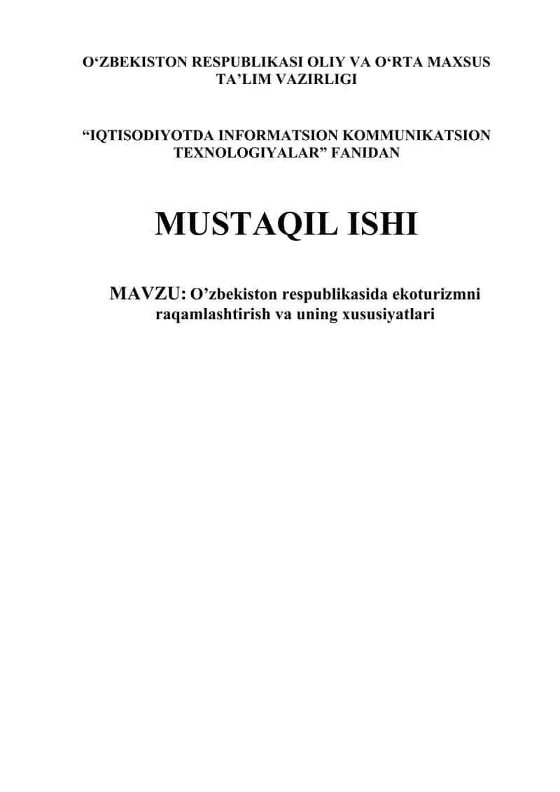 Ekoturizmni raqamlashtirish va uning xususiyatlari 1