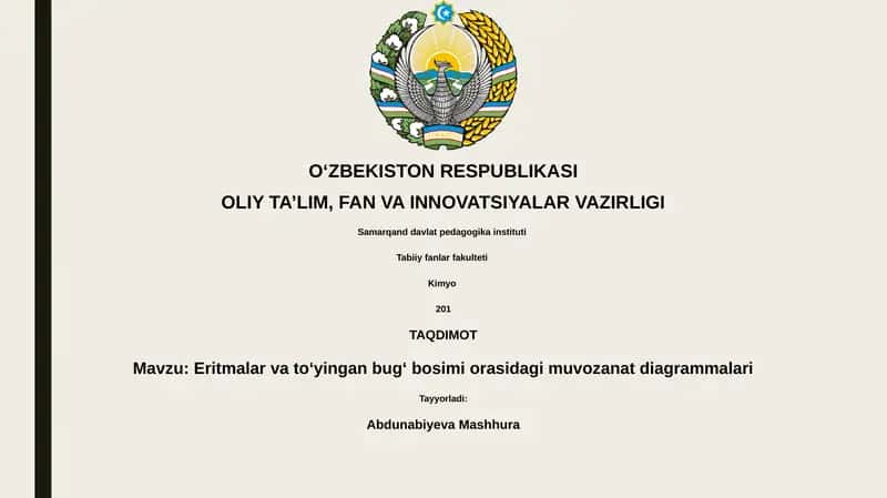 Eritmalar va toʻyingan bugʻ bosimi orasidagi muvozanat diagrammalari 1