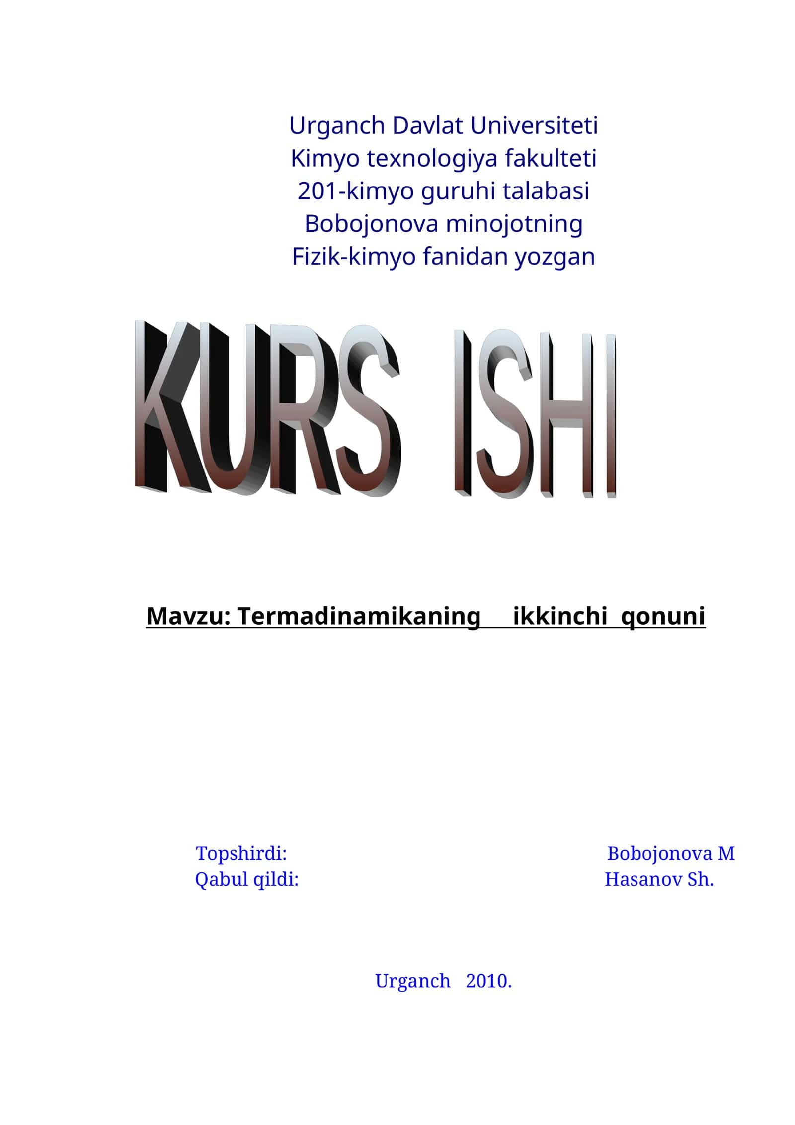 Termadinamikaning ikkinchi qonuni 1