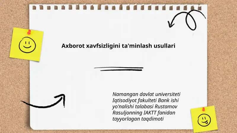 Axborot xavfsizligini ta'minlash usullari 1