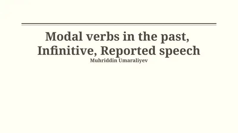 Modal Verbs in the Past Tense 1