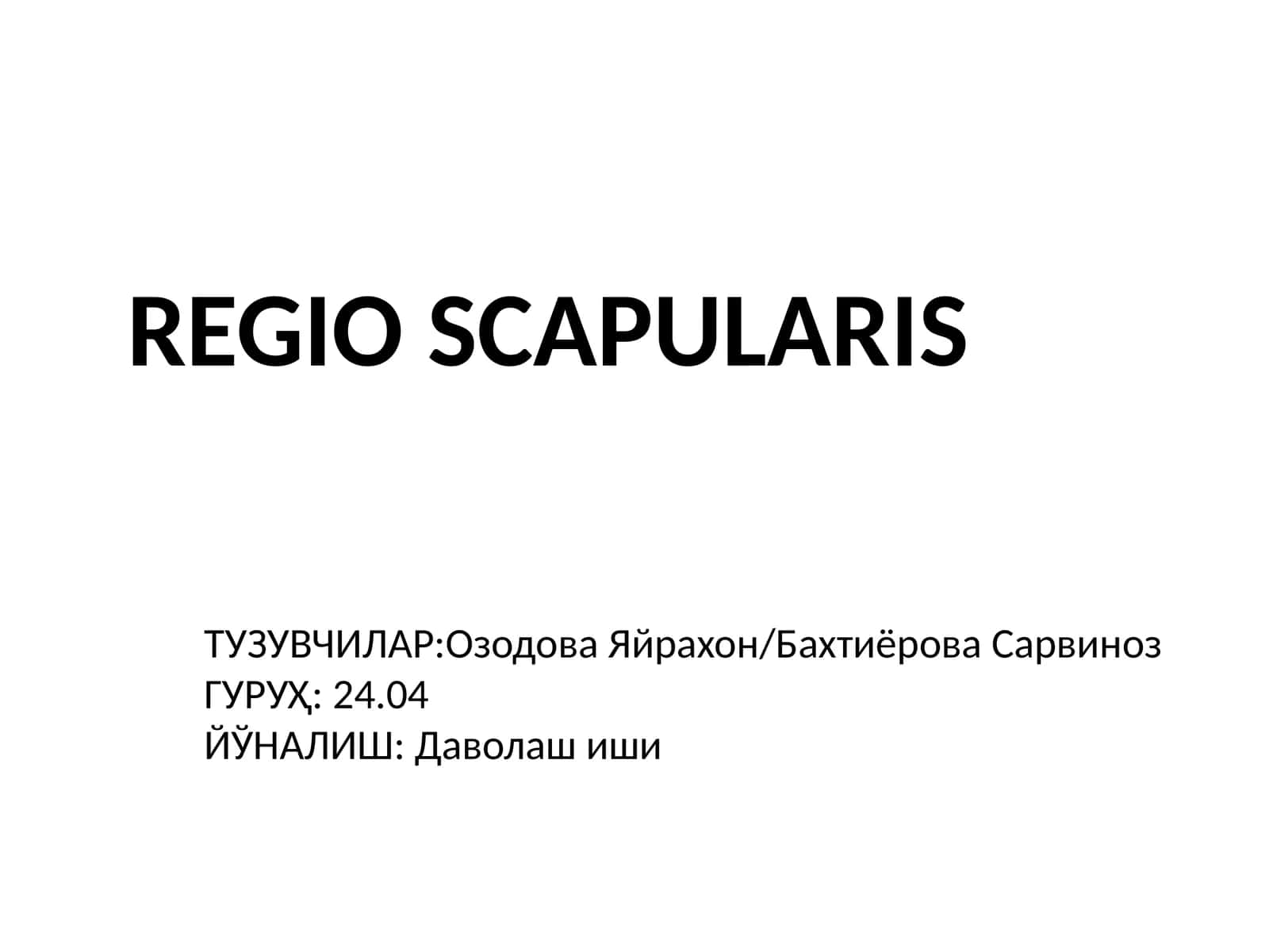REGIO SCAPULARIS 1