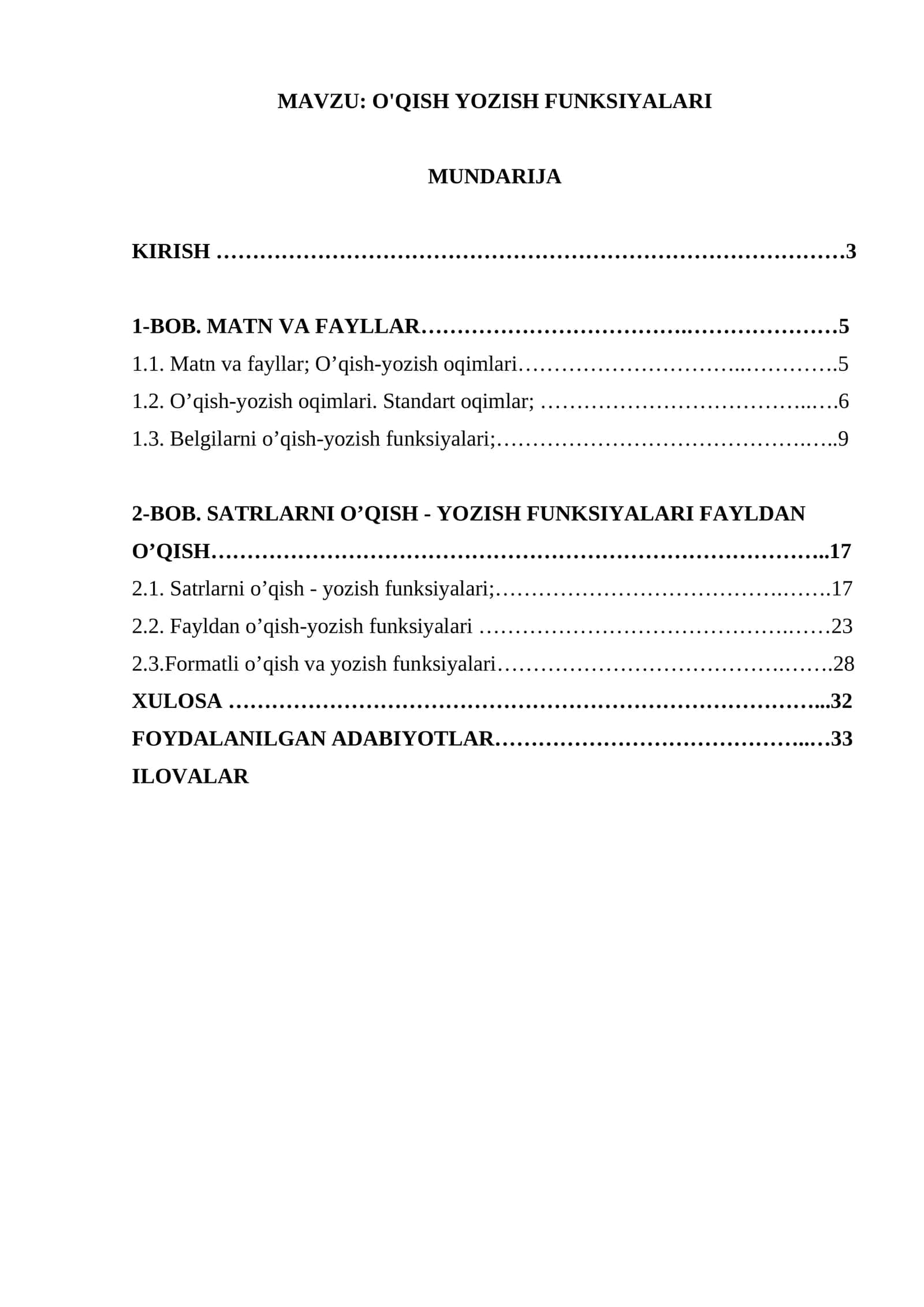 O'QISH YOZISH FUNKSIYALARI 1