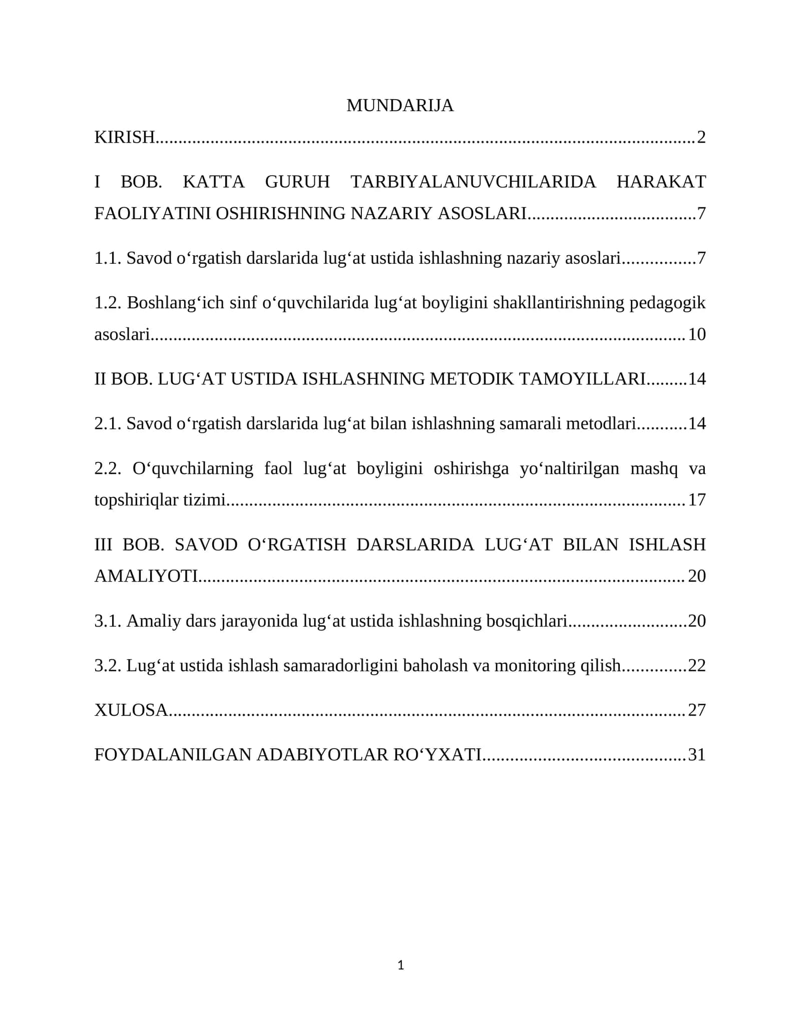 SAVOD O‘RGATISH DARSLARI LUG'AT BOYICHA 1