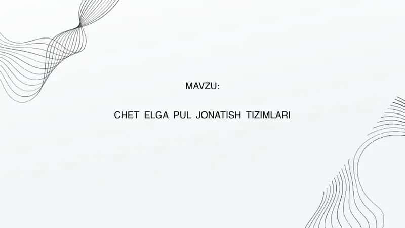 CHET ELGA PUL JONATISH TIZIMLARI 1
