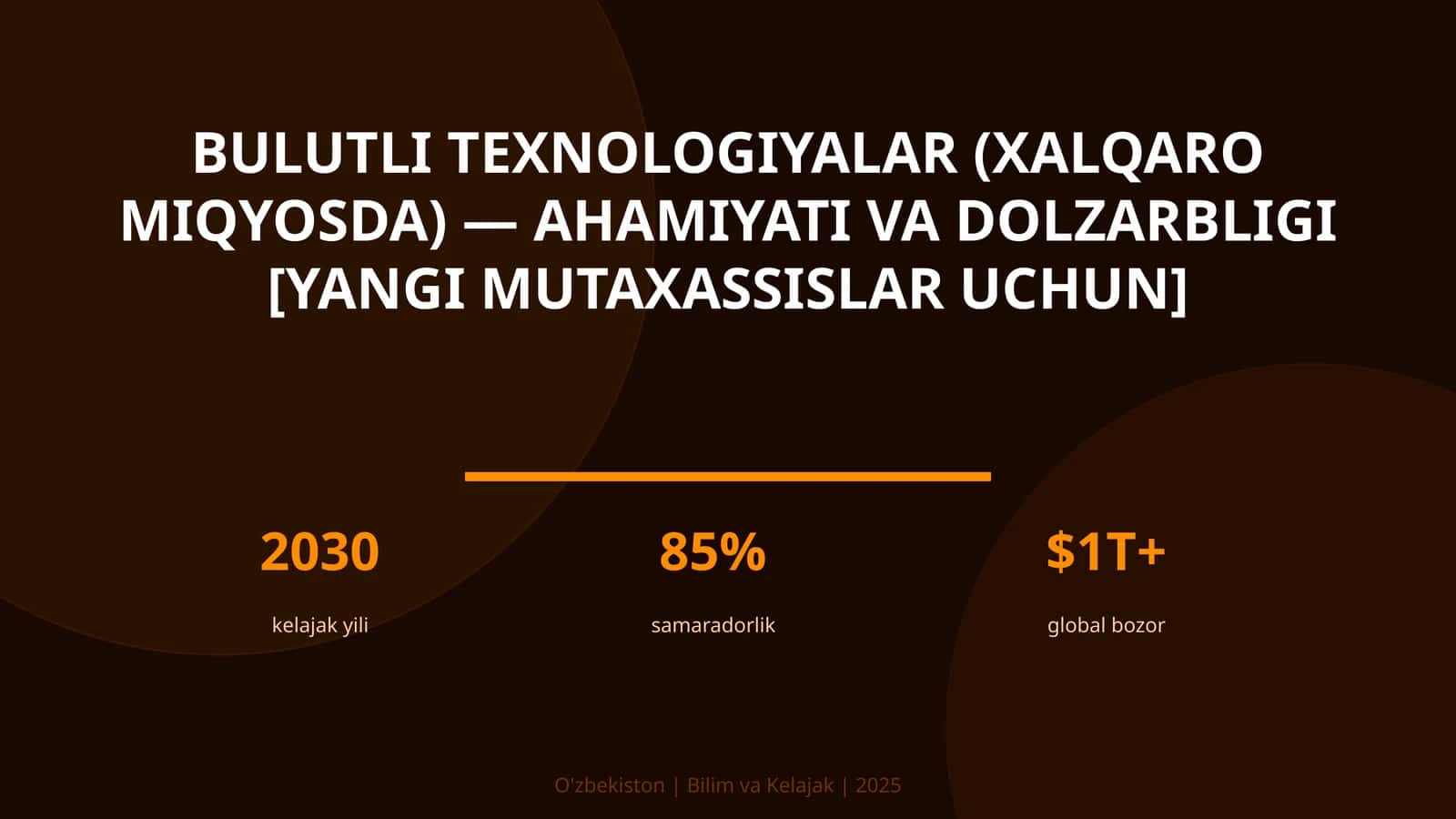 Bulutli texnologiyalar (xalqaro miqyosda) — ahamiyati va dolzarbligi [yangi mutaxassislar uchun] 1