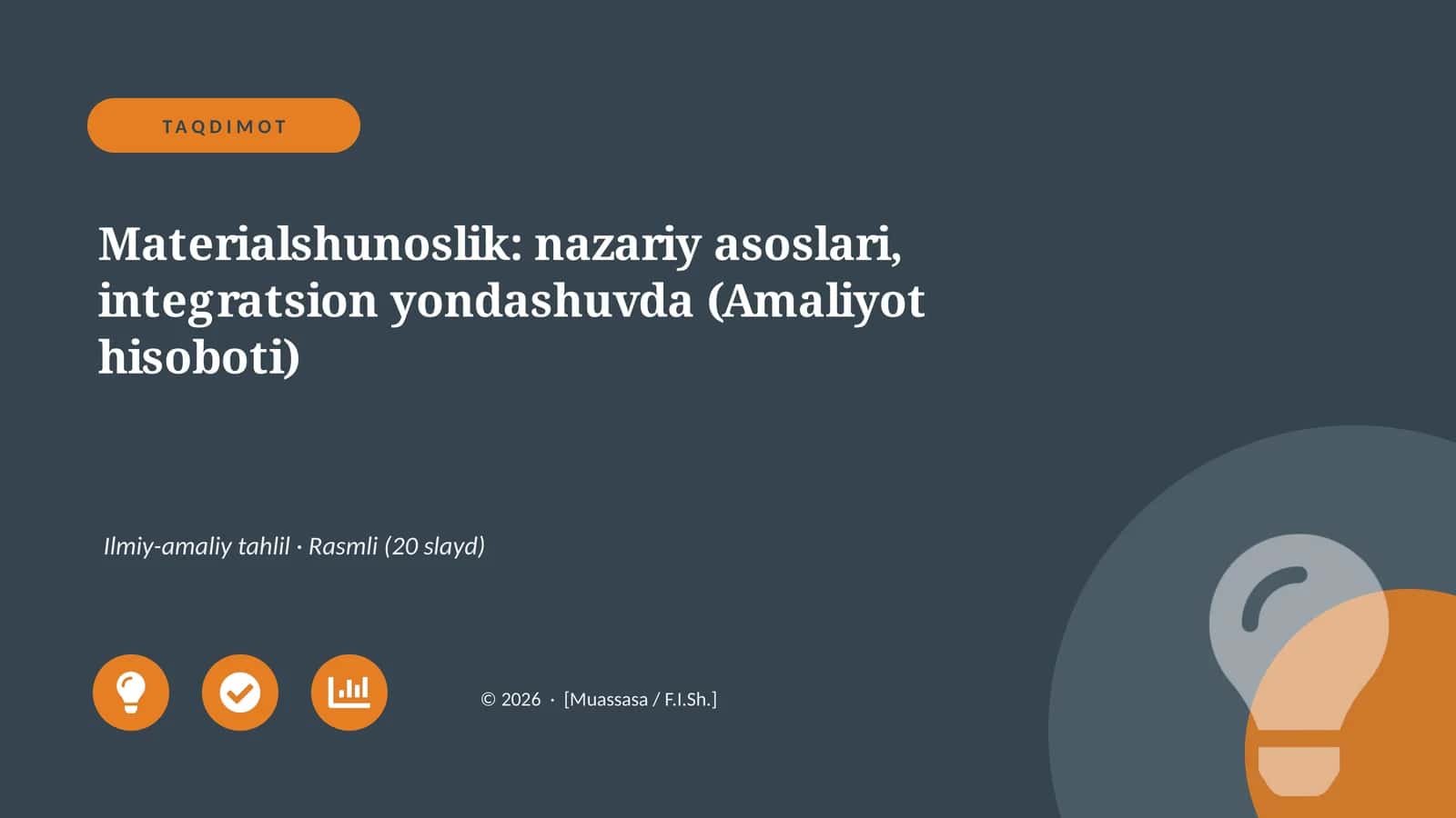Materialshunoslik: nazariy asoslari, integratsion yondashuvda (Amaliyot hisoboti) 1
