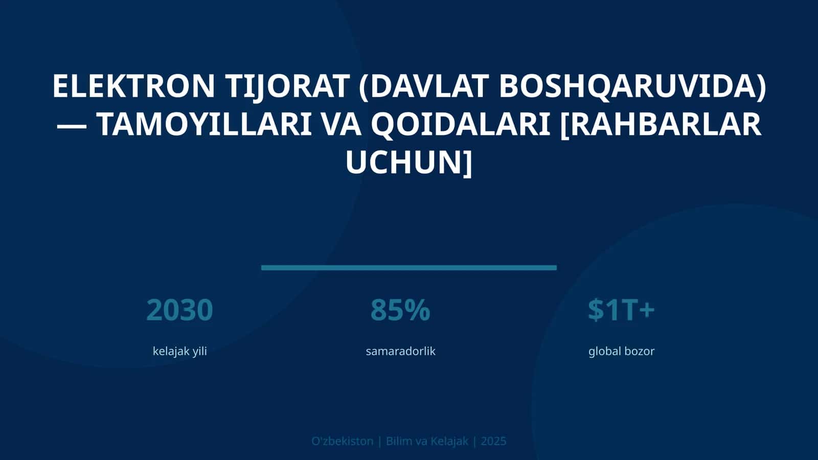ELEKTRON TIJORAT (DAVLAT BOSHQARUVIDA) — TAMOYILLARI VA QOIDALARI [RAHBARLAR UCHUN] 1