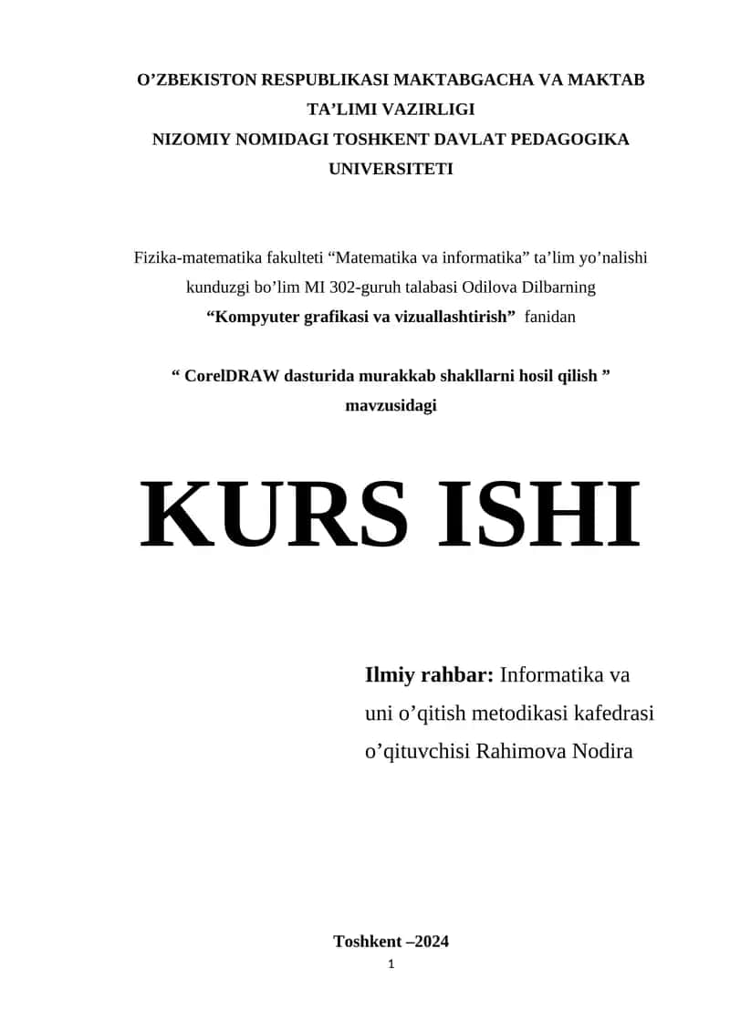 Corel DRAW dasturida murakkab shakllarni hosil qilish 1