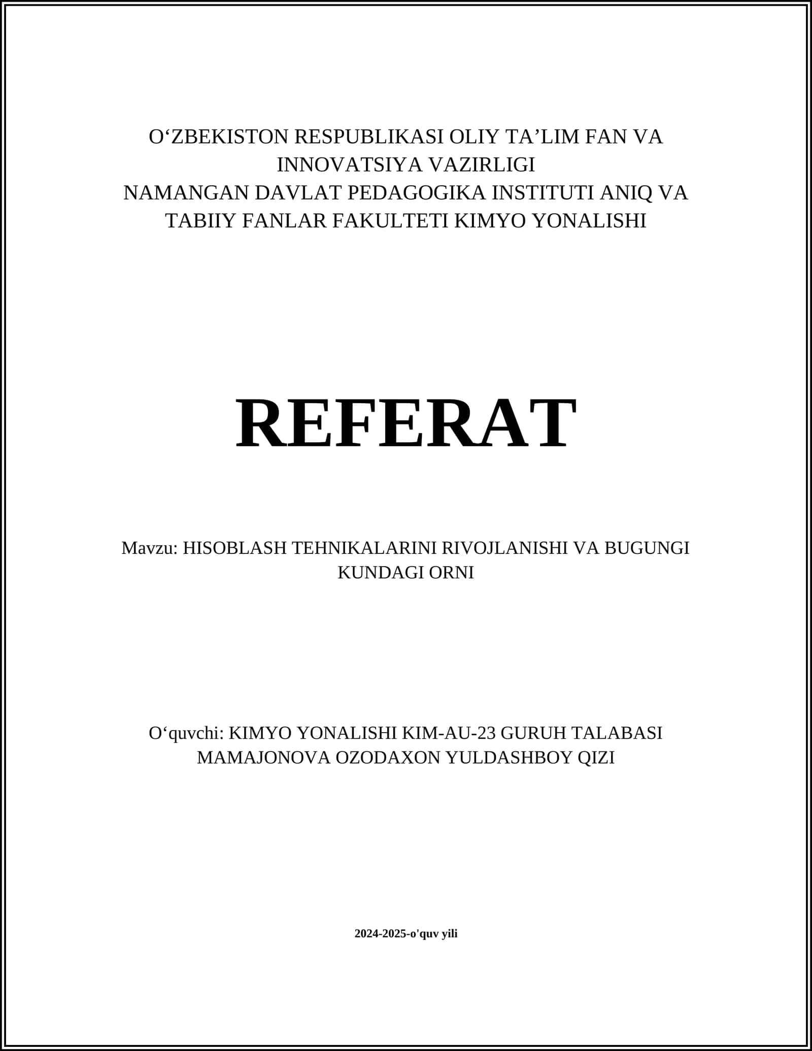 Hisoblash texnologiyalarini rivojlanishi 1
