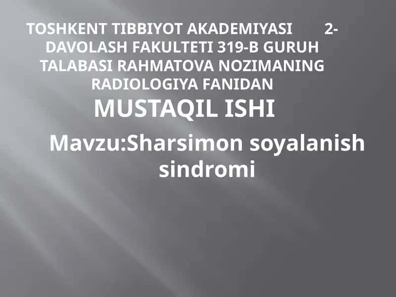 Radiologiya fanidan mustaqilishi 1
