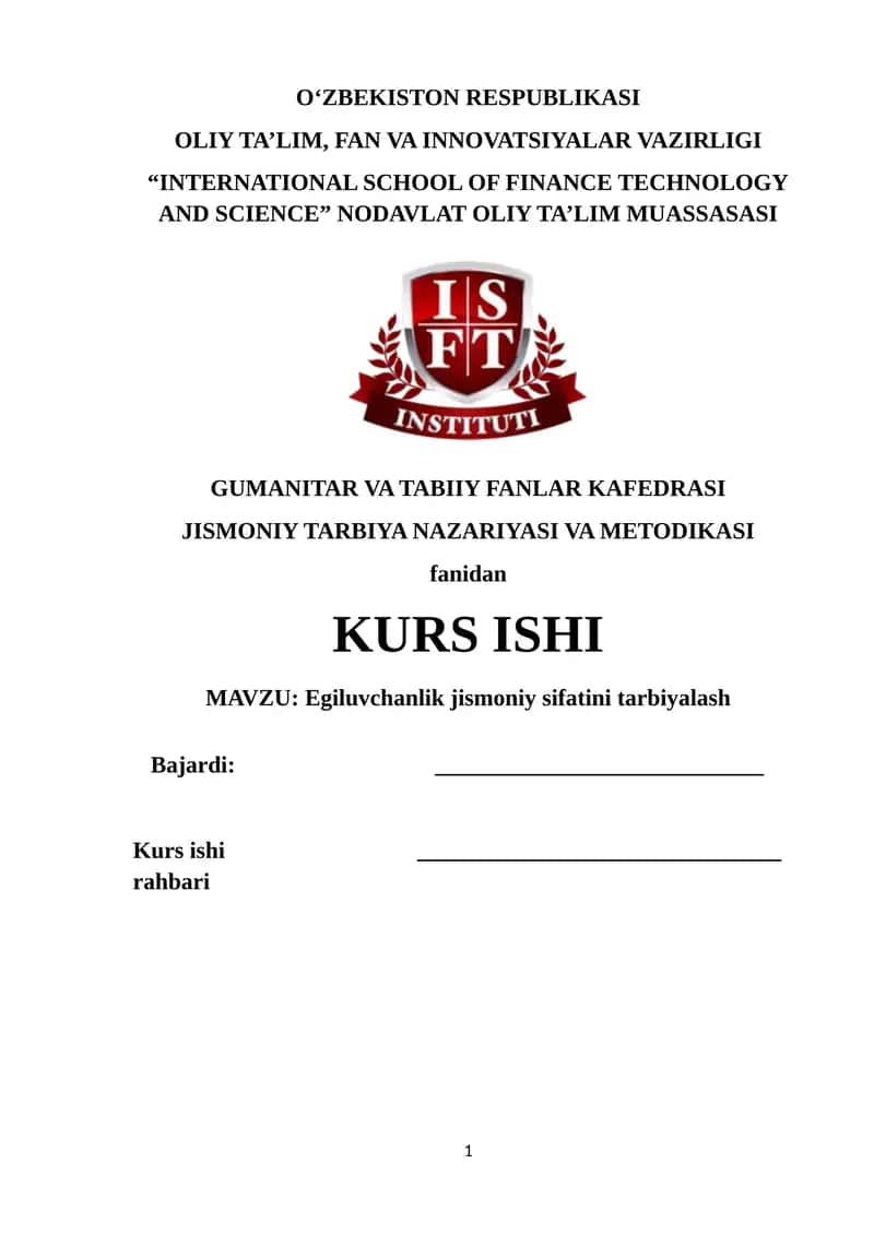 Egiluvchanlik jismoniy sifatini tarbiyalash 1