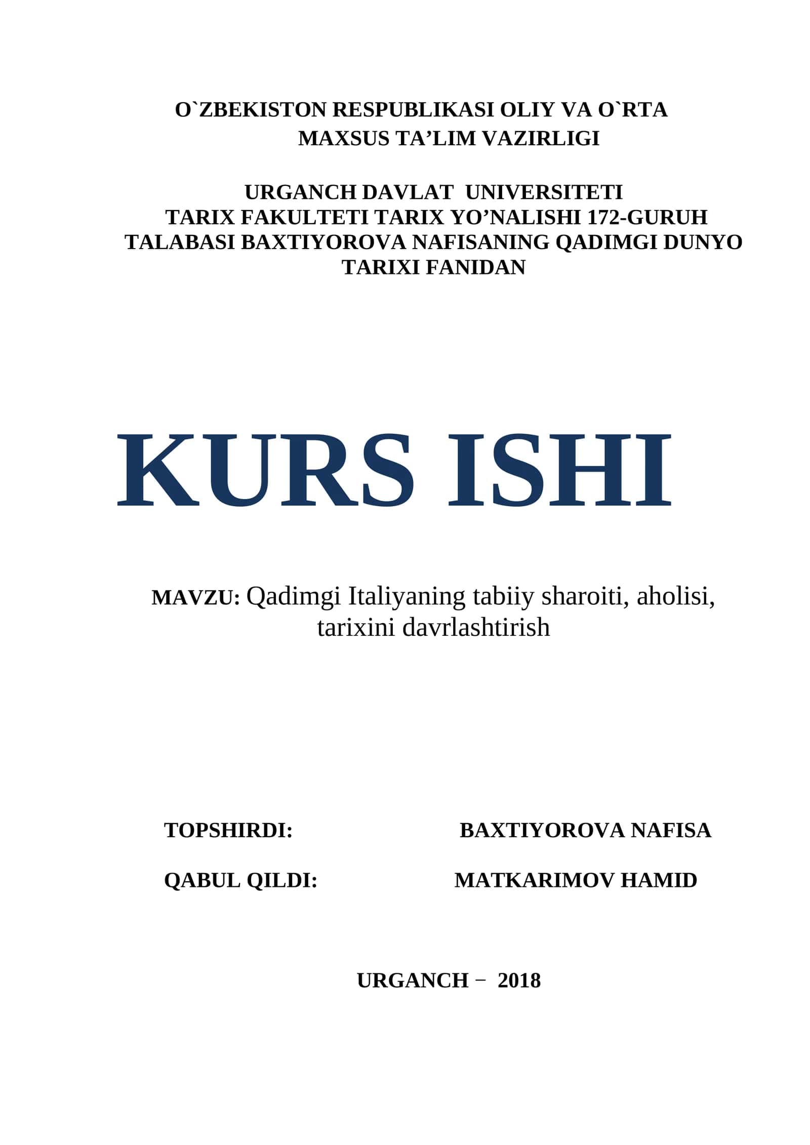 Qadimgi Italiyaning tabiiy sharoiti, aholisi, tarixini davrlashtirish 1