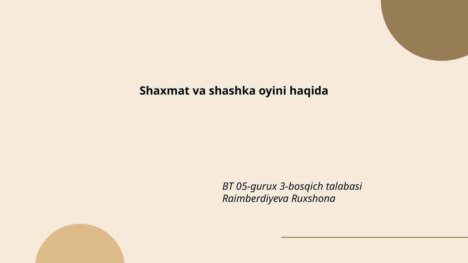 Shaxmat va shashka oyini haqida 1