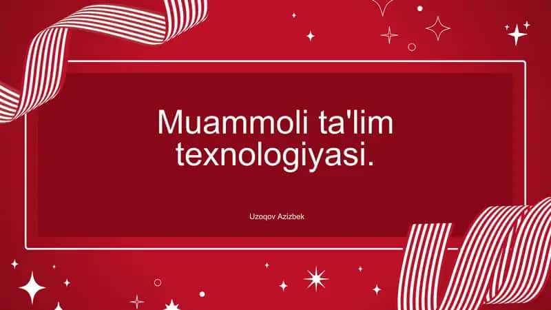 Muammoli ta'lim texnologiyasi 1