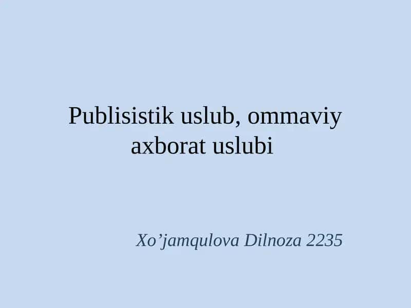 Publisistik uslub 1