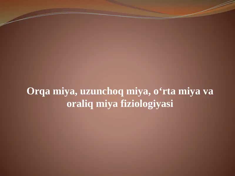 Orqa miya, uzunchoq miya, o‘rta miya va oraliq miya fiziologiyasi 1