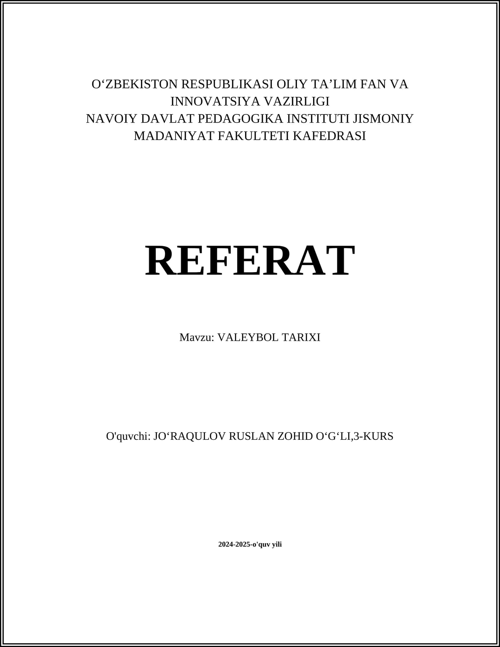 VALEYBOL TARIXI 1