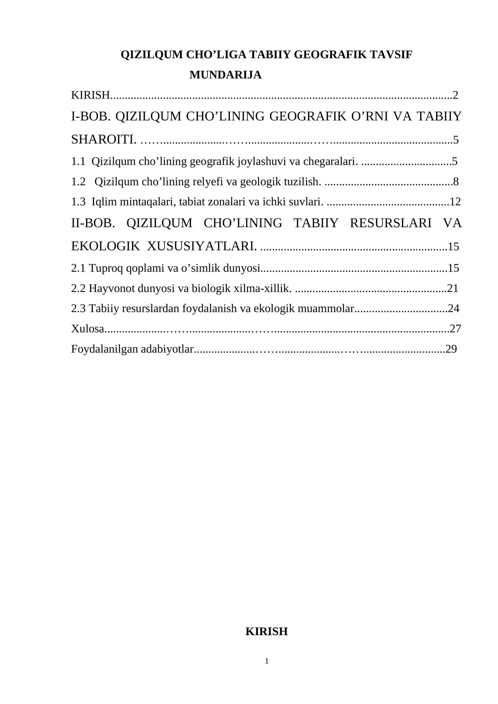 QIZILQUM CHO’LIGA TABIIY GEOGRAFIK TAVSIF 1