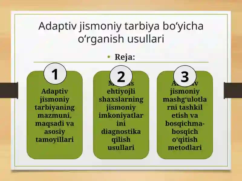 Adaptiv jismoniy tarbiya buyicha urganish usullari