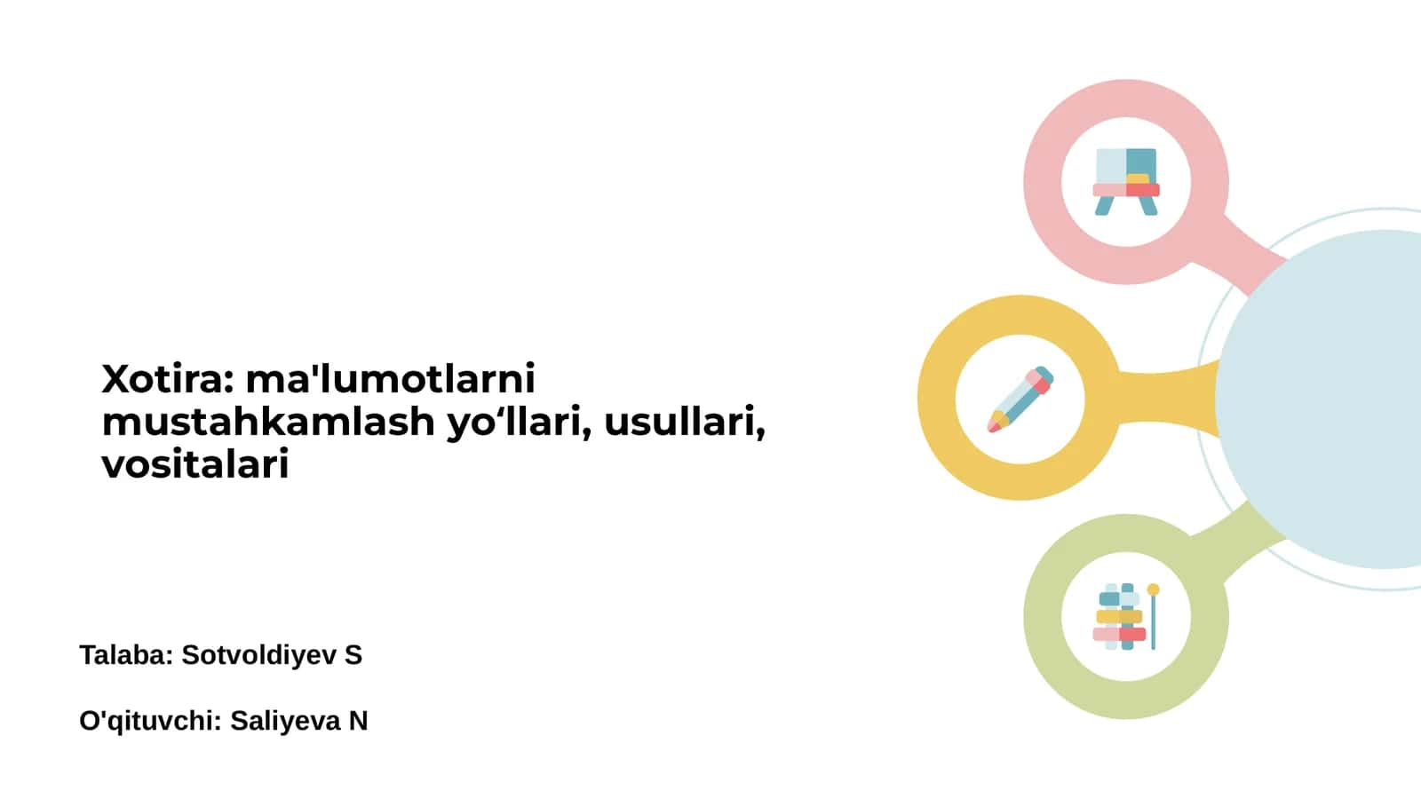 Xotira: ma'lumotlarni mustahkamlash yoʻllari, usullari, vositalari 1