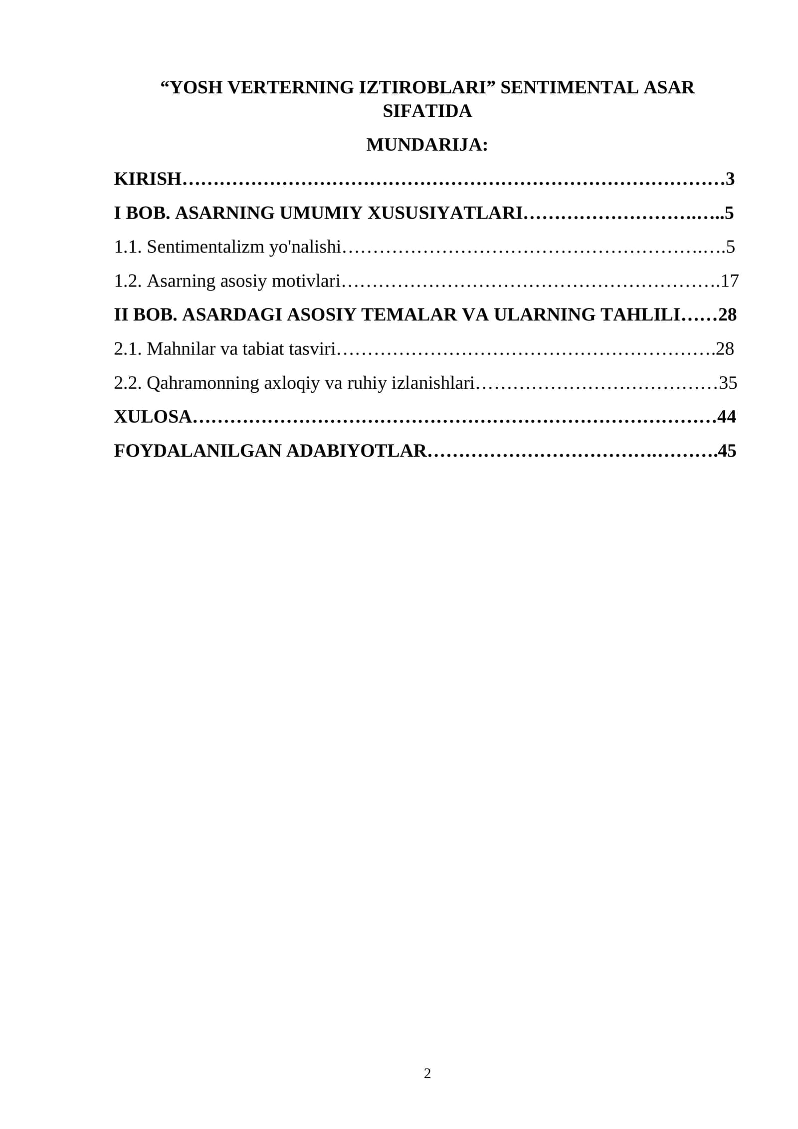 “YOSH VERTERNING IZTIROBLARI” SENTIMENTAL ASAR SIFATIDA 1