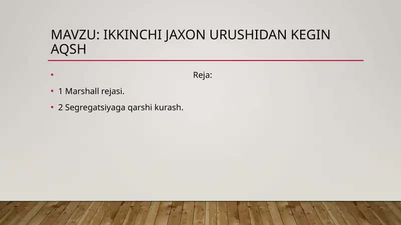 ikkinchi jaxon urushidan kegin Aqsh 1