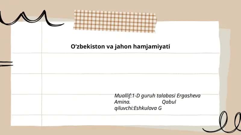 Oʻzbekiston va jahon hamjamiyati 1