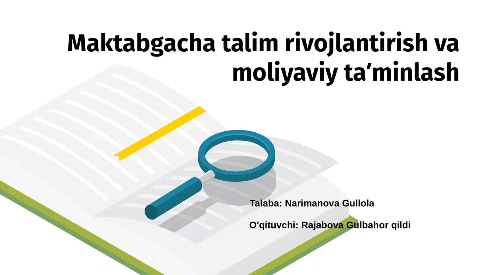 Maktabgacha talim rivojlantirish va moliyaviy taʼminlash 1