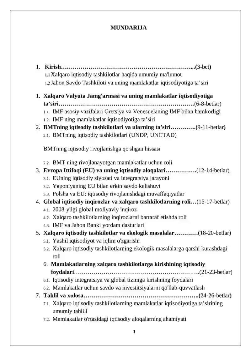 Xalqaro iqtisodiy tashkilotlar