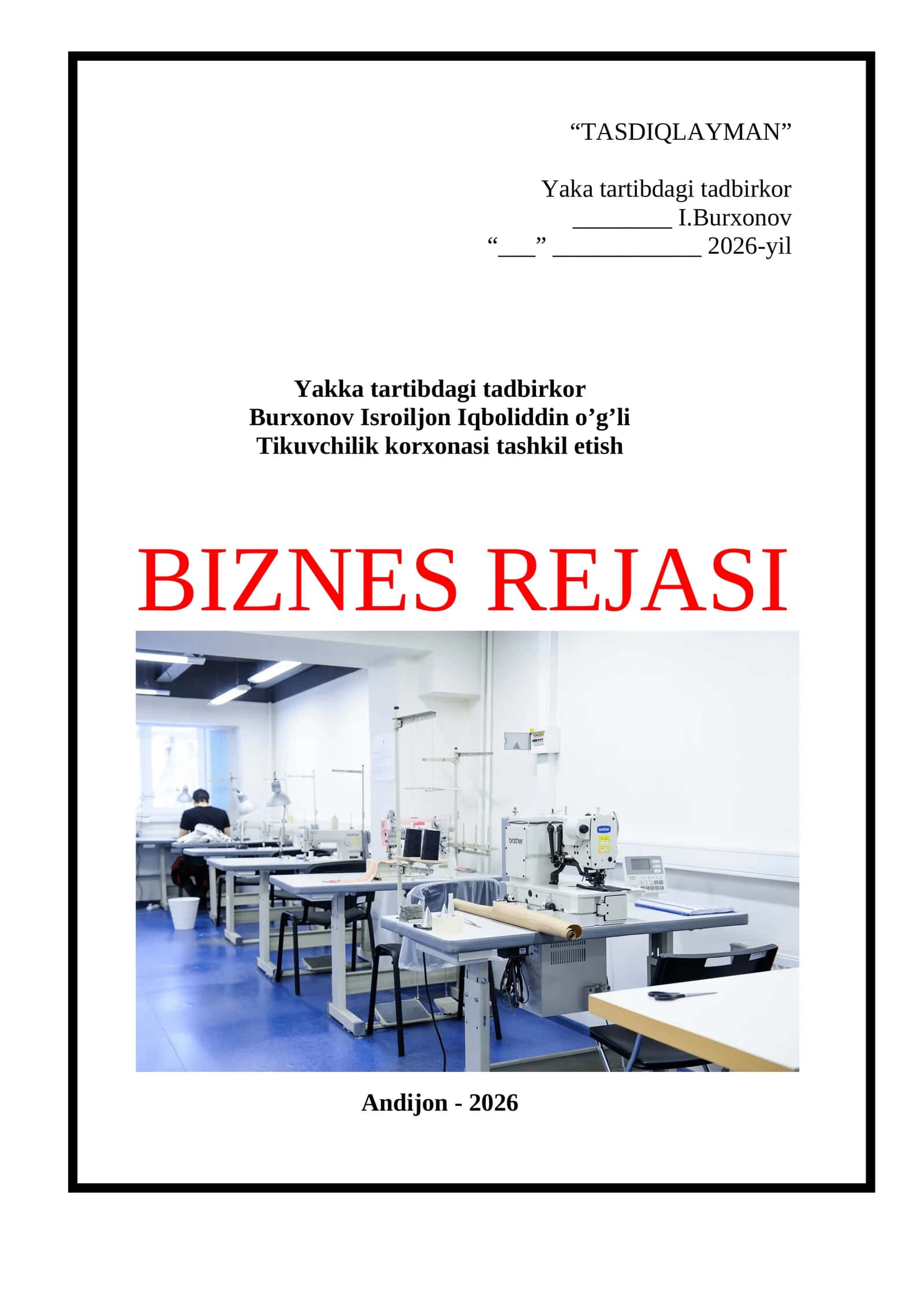 Biznes reja tikuvchilik 1