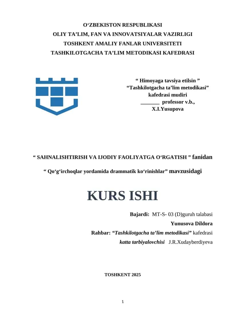 Qoʻgʻirchoqlar yordamida drammatik koʻrinishlar 1