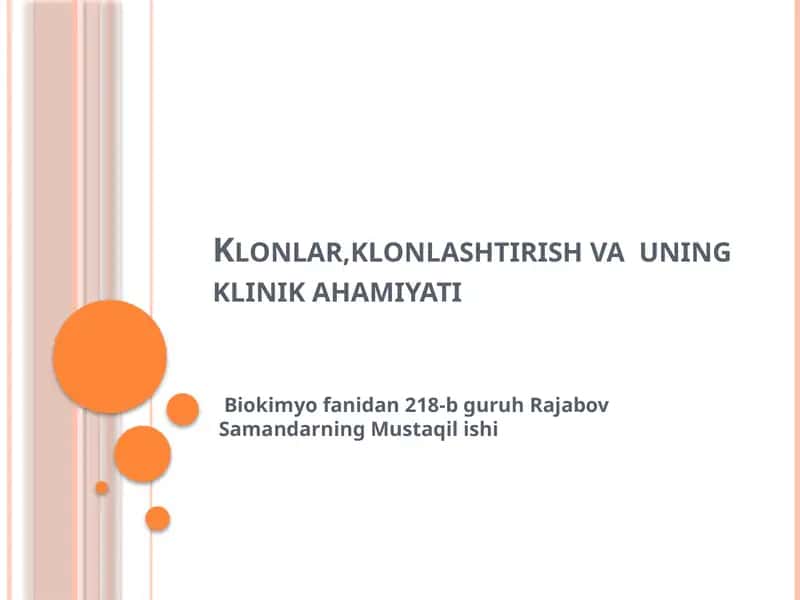 Klonlash va klonlashtirish tushunchasi 1