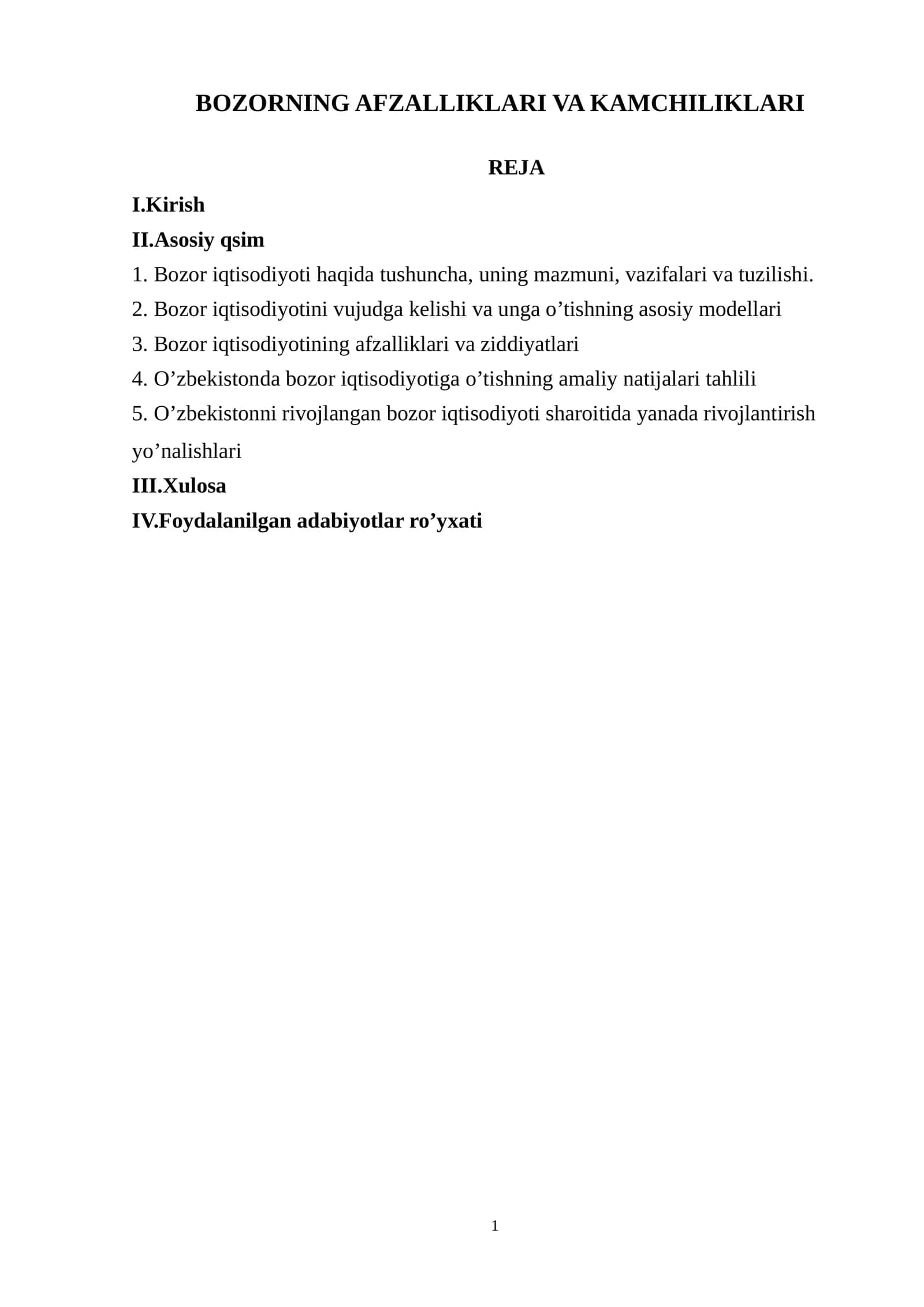 BOZORNING AFZALLIKLARI VA KAMCHILIKLARI 1