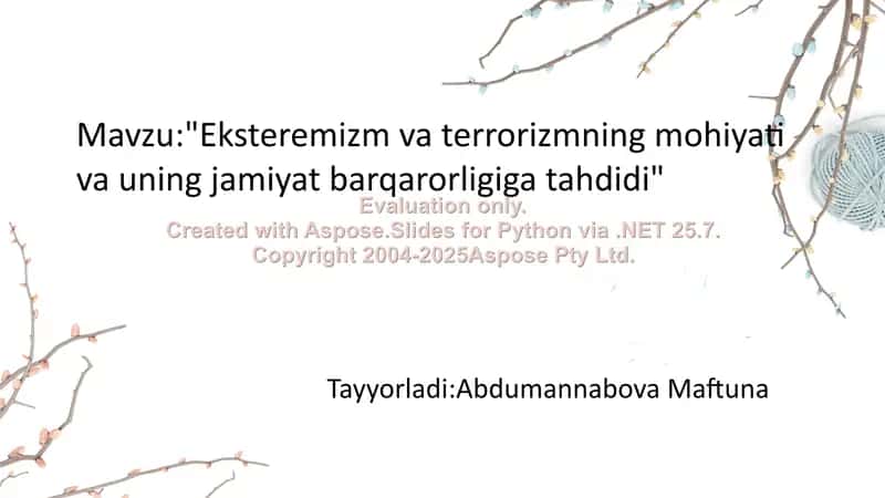 Eksteremizm va terrorizmning mohiyati va uning jamiyat barqarorligiga tahdidi 1