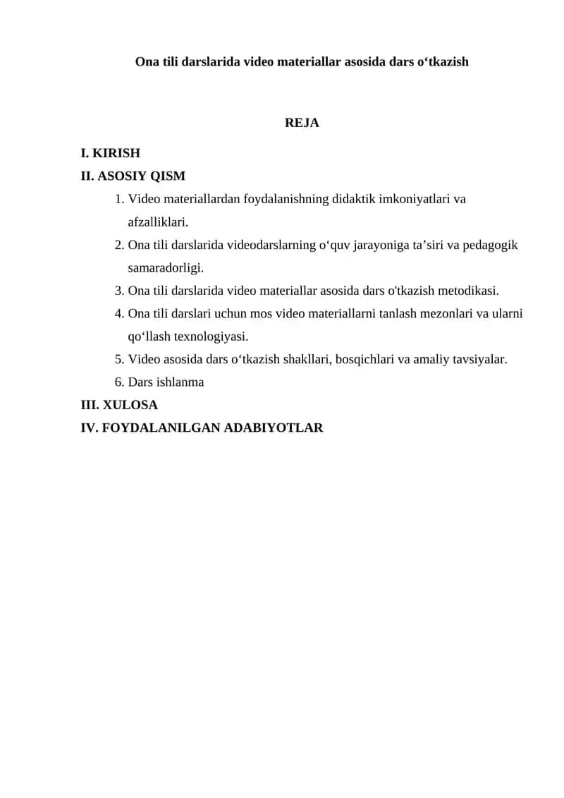 Ona tili darslarida video materiallar asosida dars oʻtkazish 1