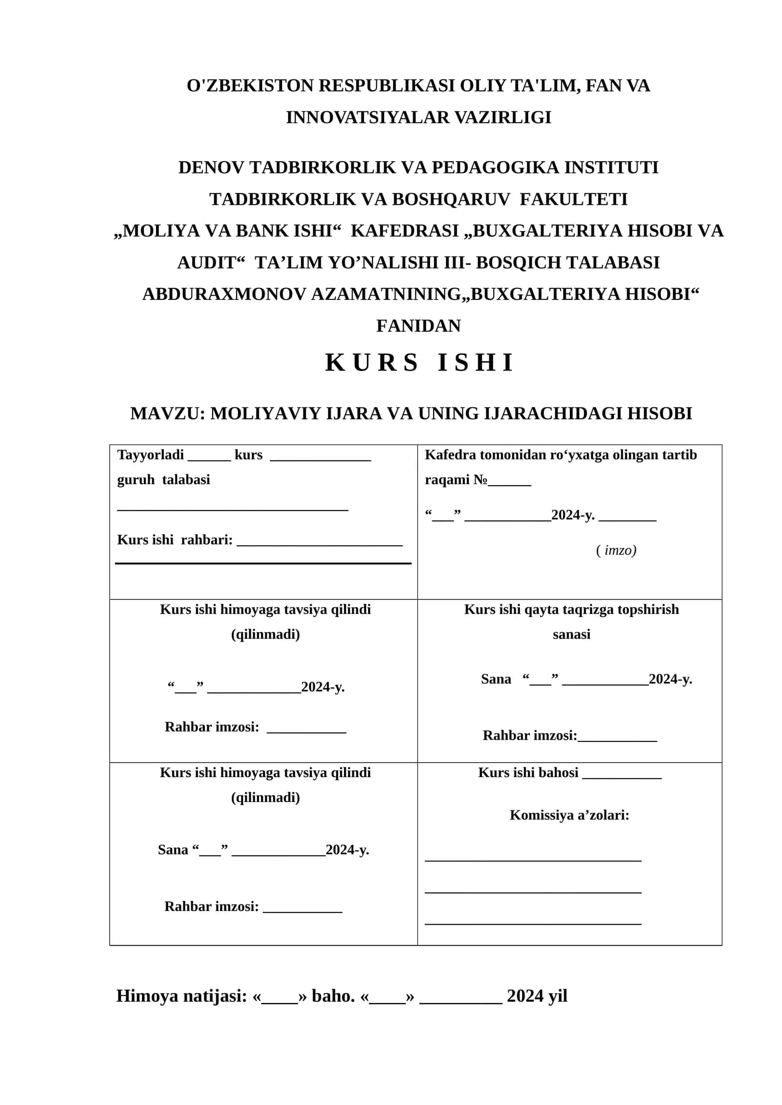 MOLIYAVIY IJARA VA UNING IJARACHIDAGI HISOBI 1