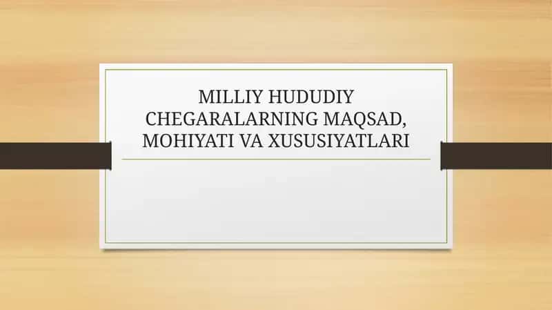 Milliy Hududiy Chegaralarning Maqsad, Mohiyati va Xususiyatlari 1