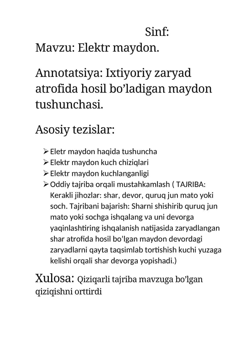 Tezis Elektr maydon 1