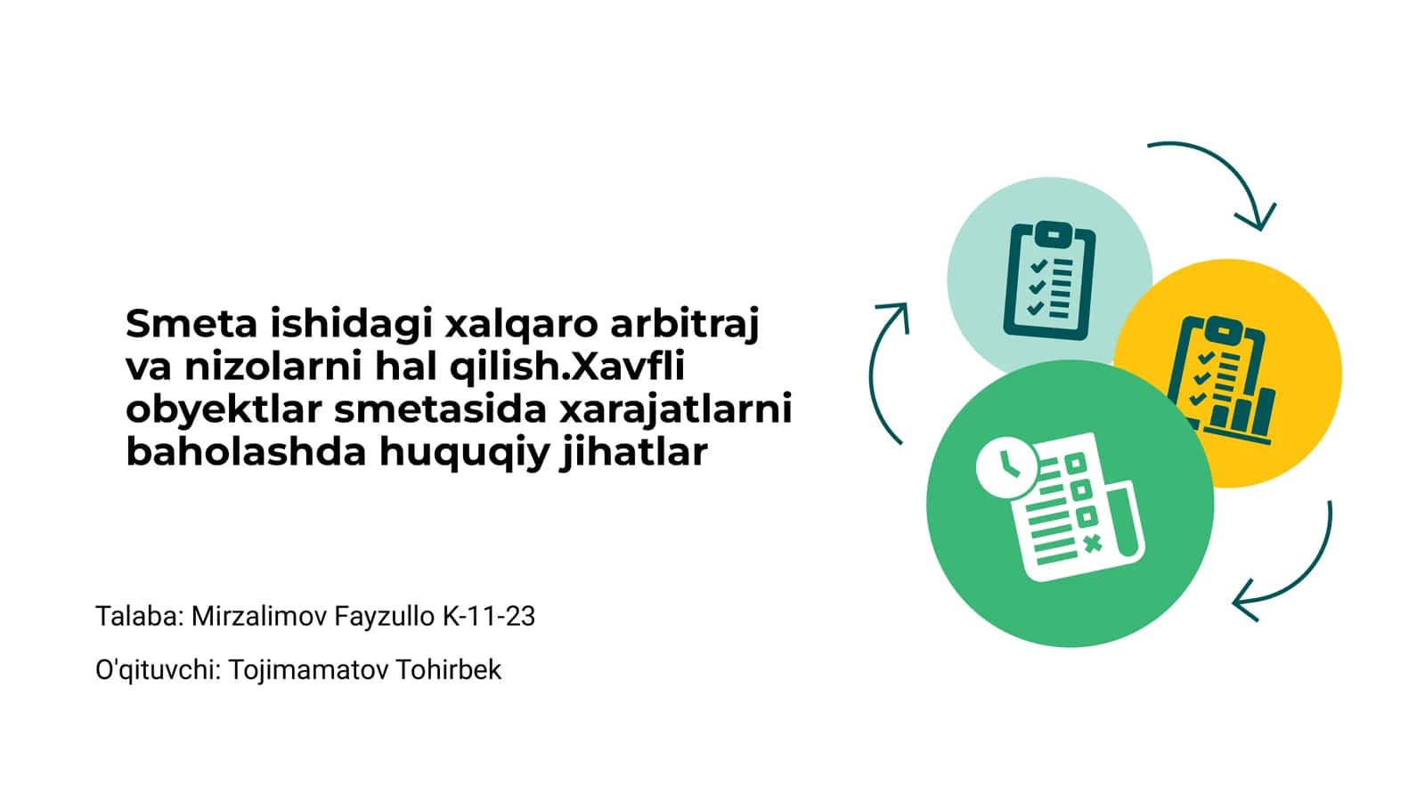 Smeta ishidagi xalqaro arbitraj va nizolarni hal qilish 1