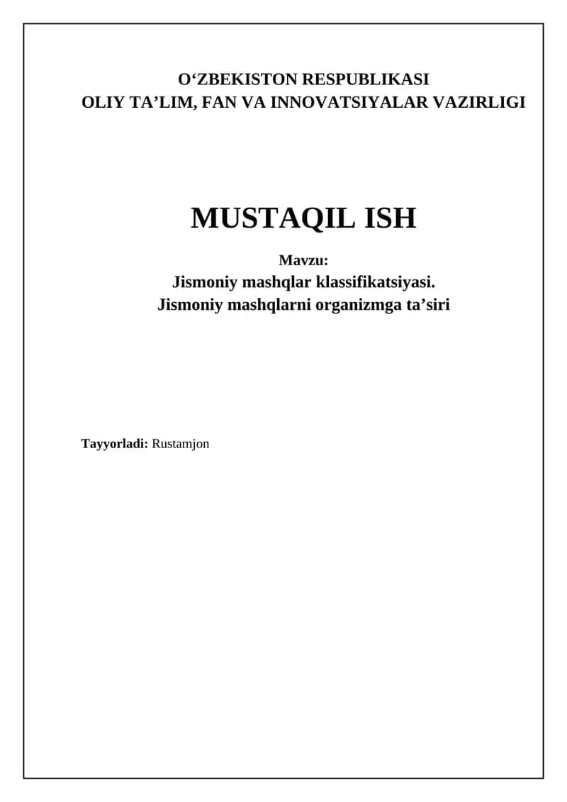 Jismoniy mashqlarning tasnifi va turlari 1