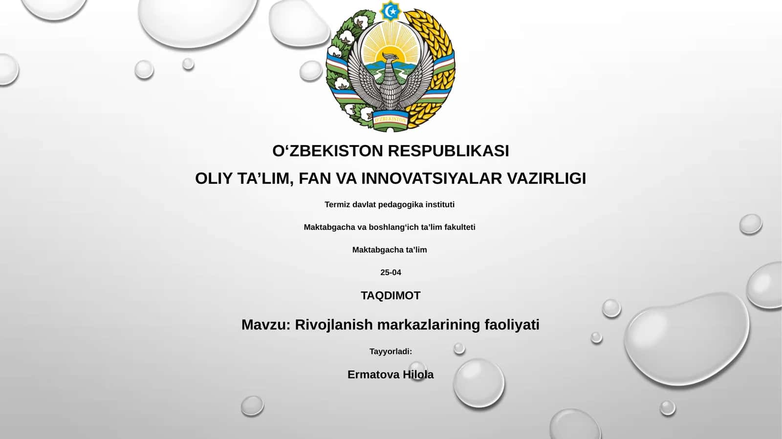 Rivojlanish markazlarining faoliyati 1