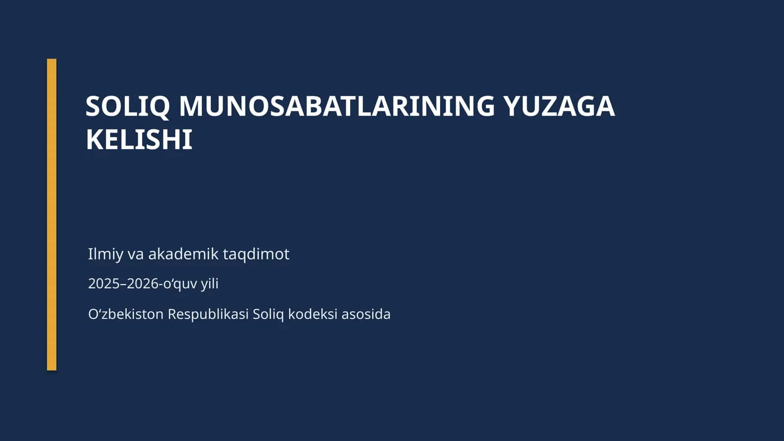 SOLIQ MUNOSABATLARINING YUZAGA KELISHI 1